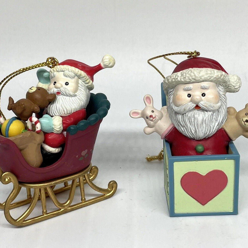 Santa Claus Christmas Ornaments Vintage 1992 Lustre Fame Set of 2